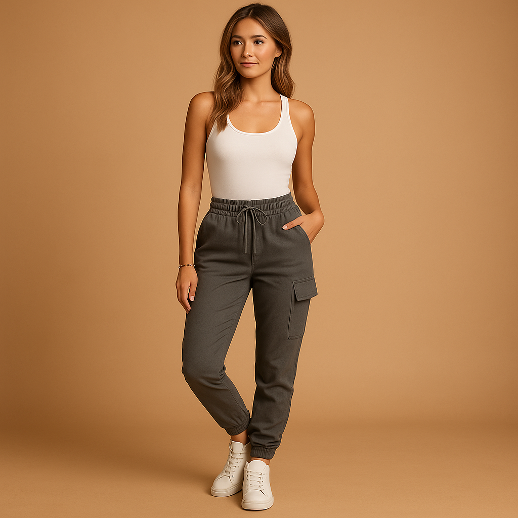 Black Cargo Pants for Women with Stretch Comfort | Elvira 3