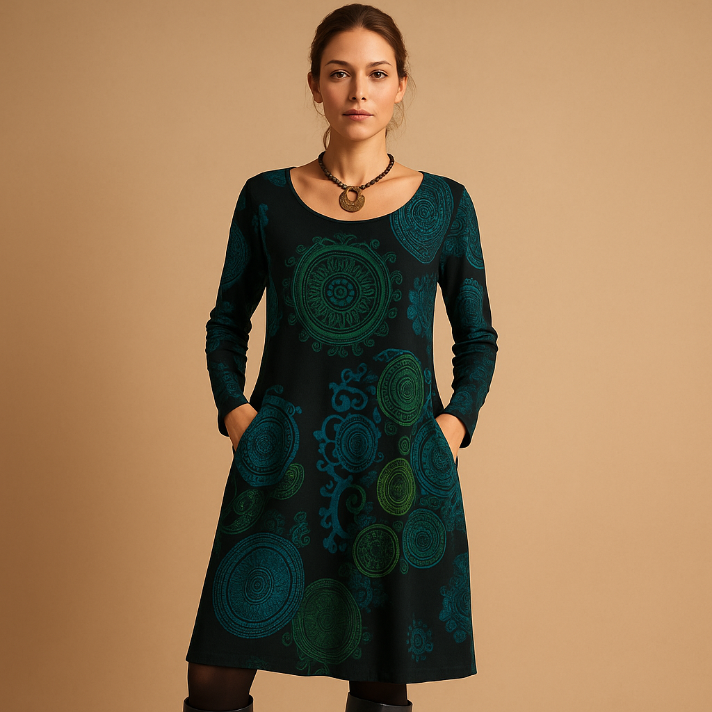 Bohemian Maxi Dress with Long Sleeves and Pockets | Iris 2