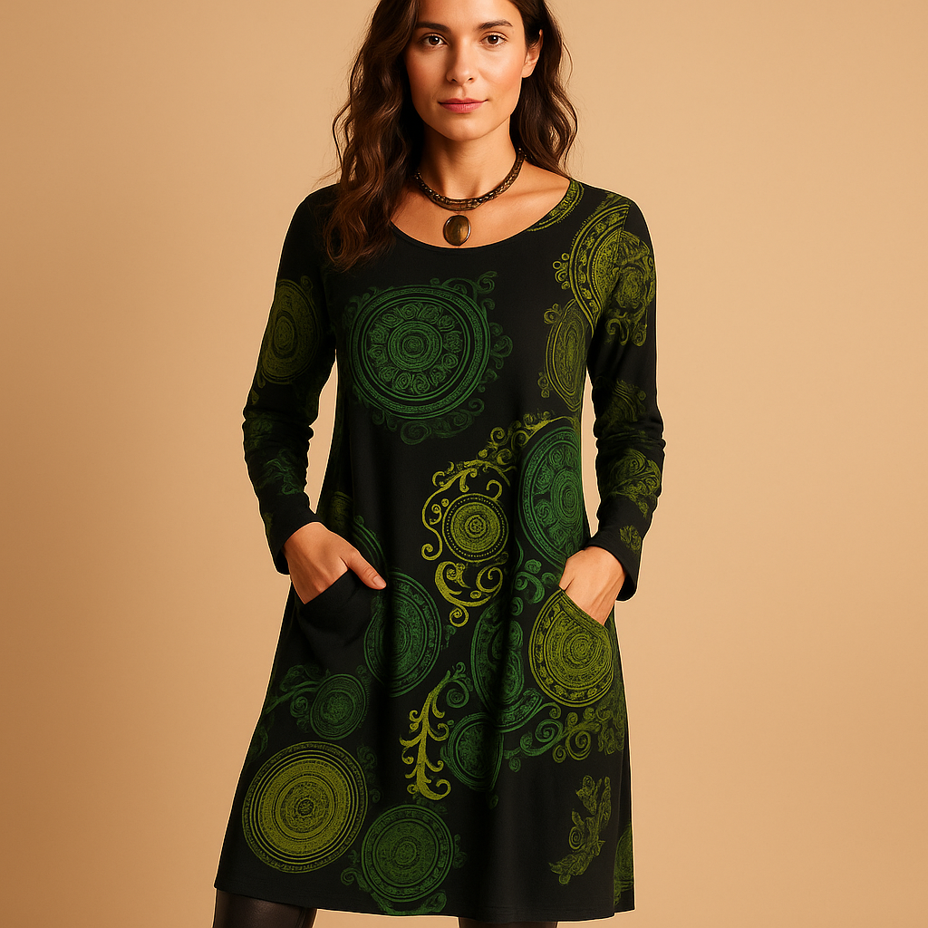 Bohemian Maxi Dress with Long Sleeves and Pockets | Iris 3
