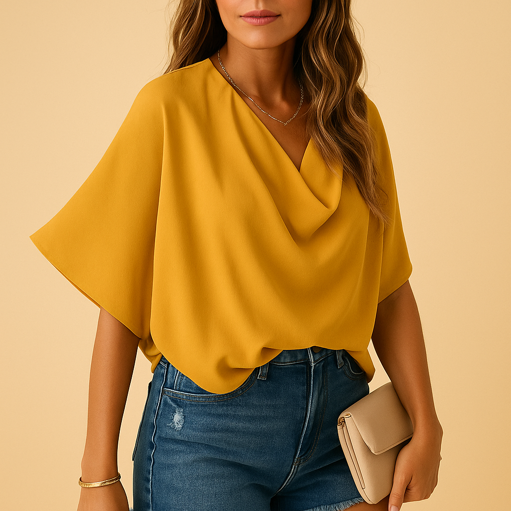 Elegant Chiffon Blouse with Batwing Sleeves | Clara 3