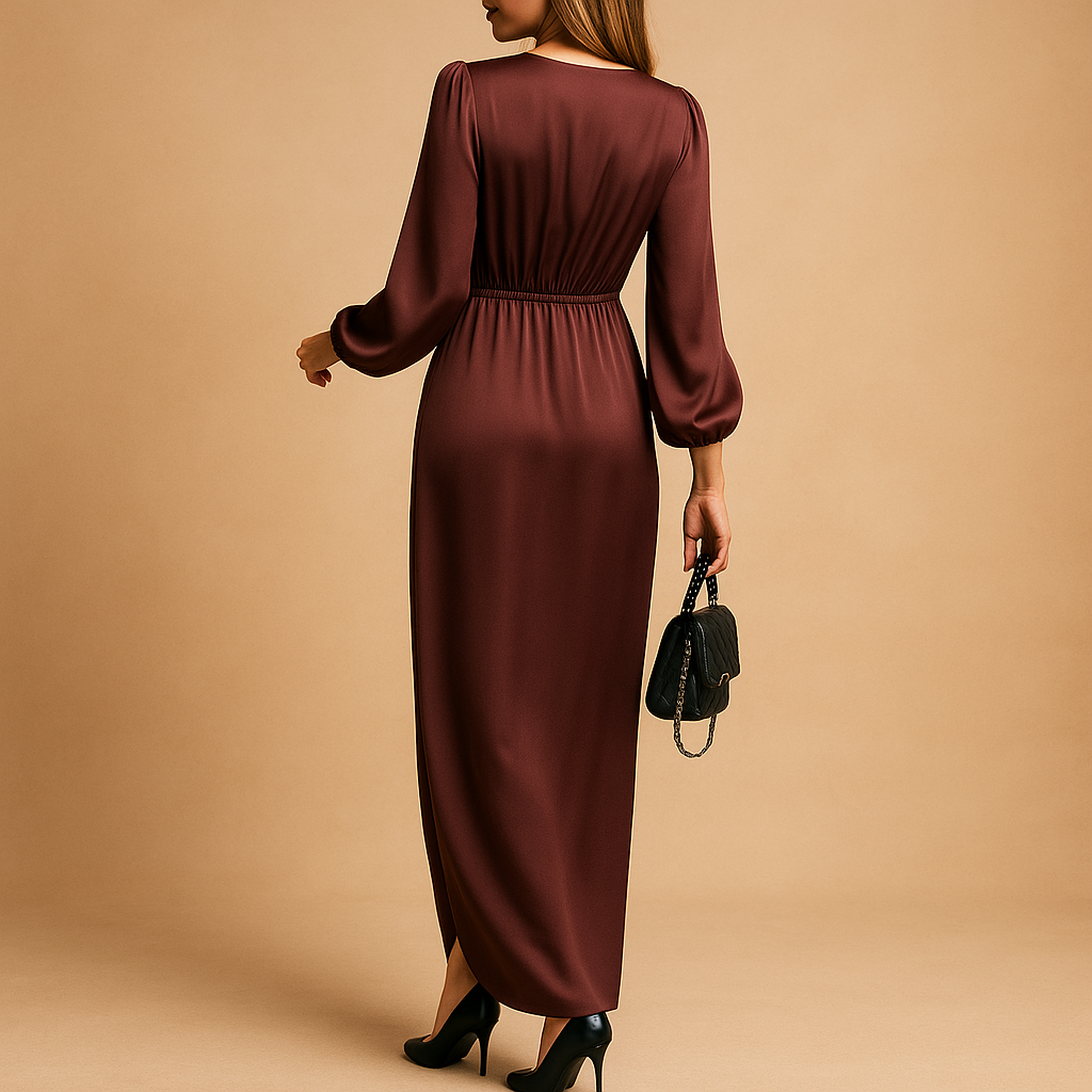 Elegant Formal Midi Dress with Puff Sleeves | Annelies 4