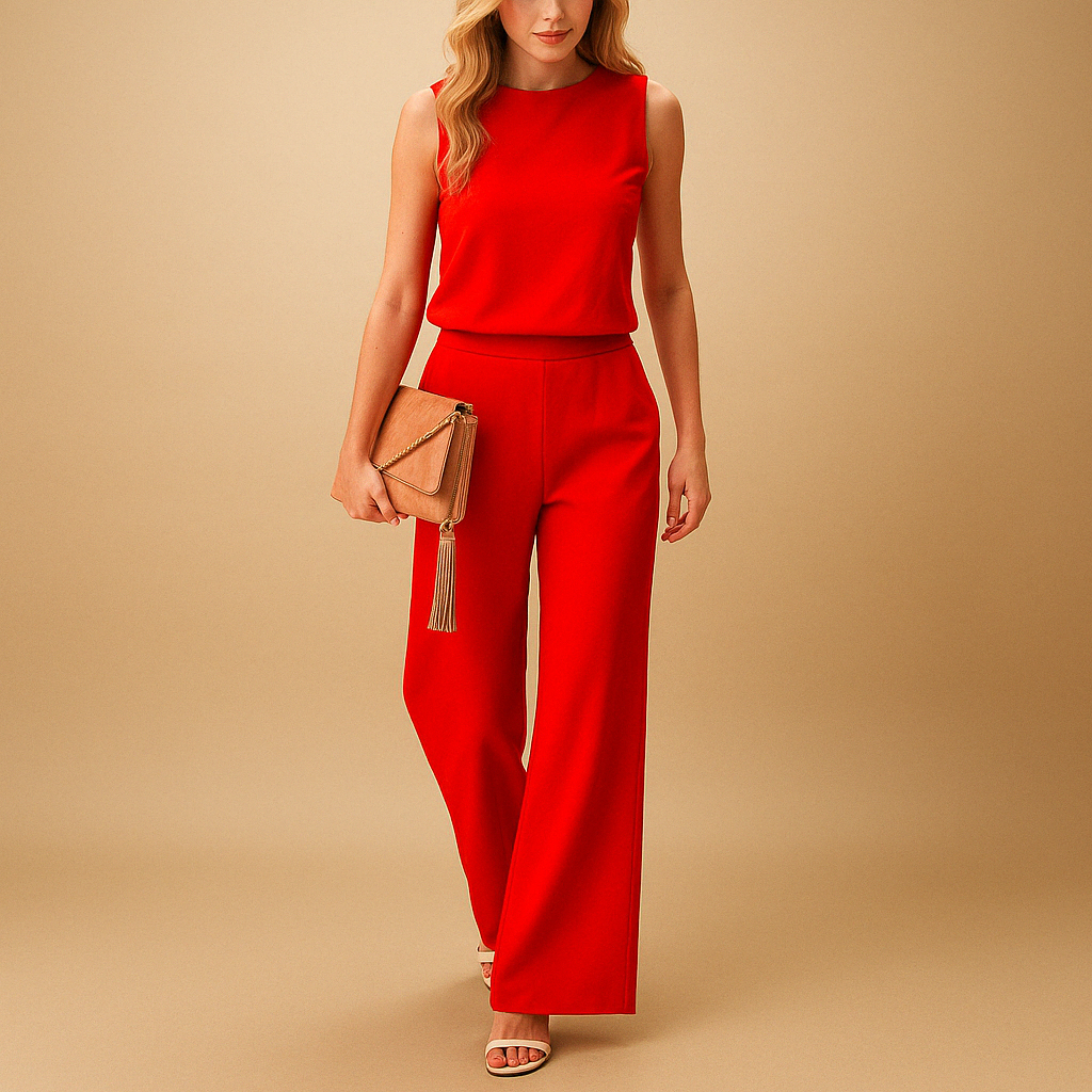 Elegant wide-leg jumpsuit with round neck | Anna 2