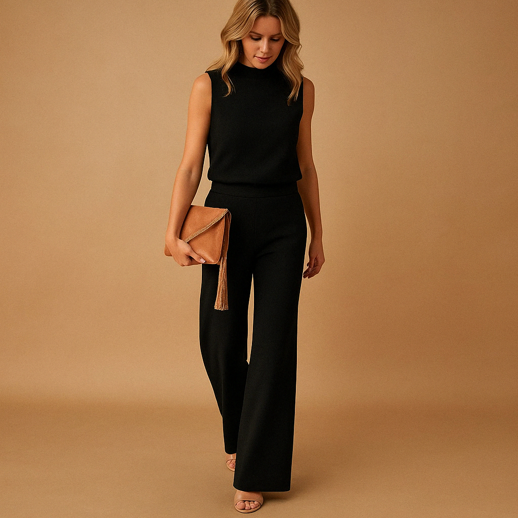 Elegant wide-leg jumpsuit with round neck | Anna 3