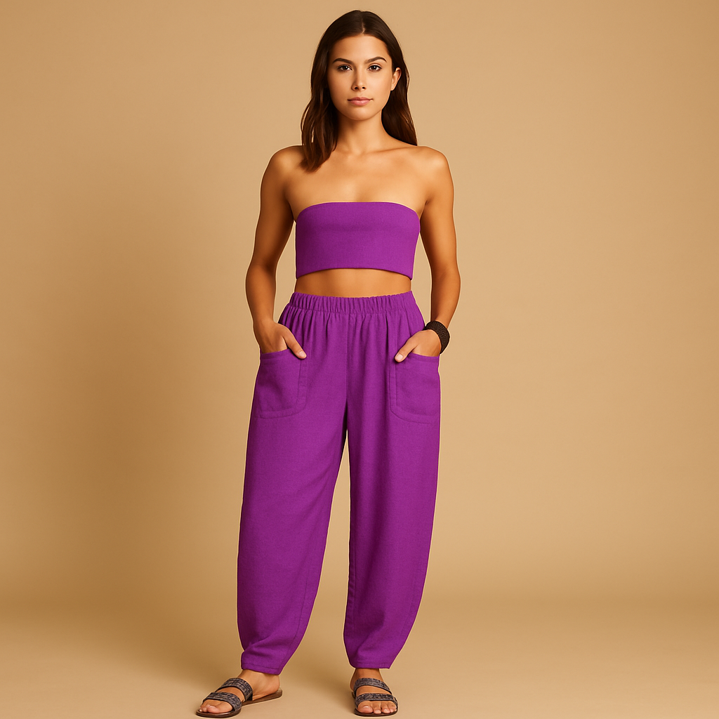 Linen Wide Leg Pants for Women with High Waist and Pockets | Femke 2