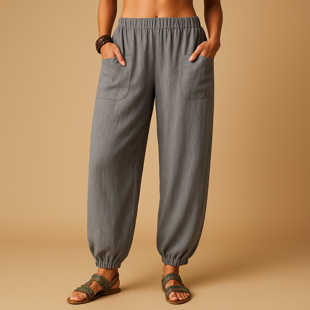 Linen Wide Leg Pants for Women with High Waist and Pockets | Femke 4