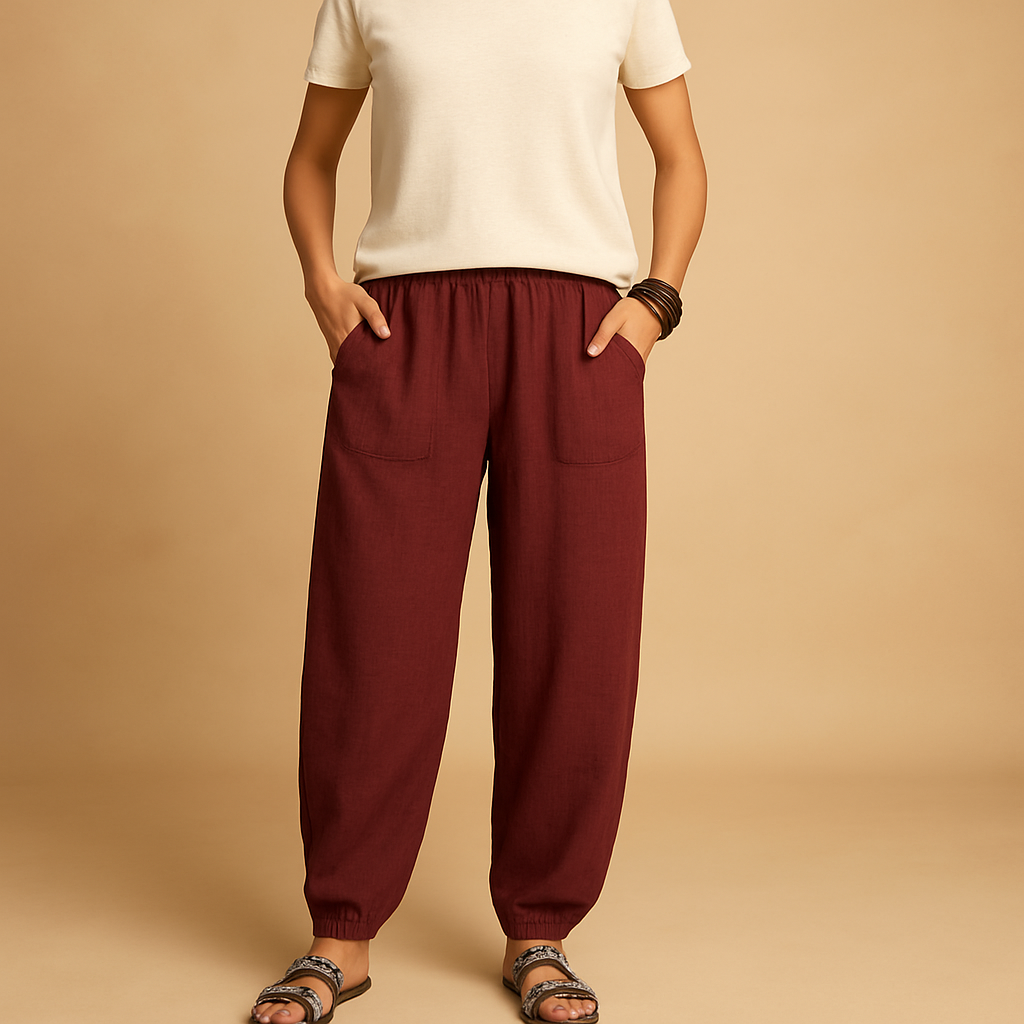 Linen Wide Leg Pants for Women with High Waist and Pockets | Femke 5