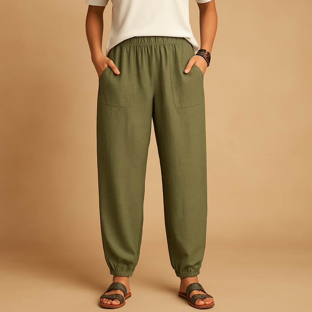 Linen Wide Leg Pants for Women with High Waist and Pockets | Femke 6