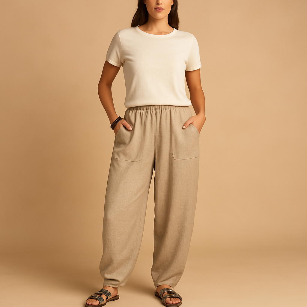Linen Wide Leg Pants for Women with High Waist and Pockets | Femke 7