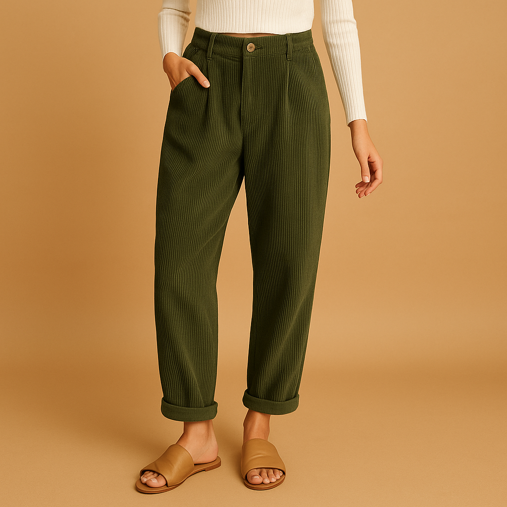 Women's Trousers High-Waisted Straight Leg Cotton | Nina 2