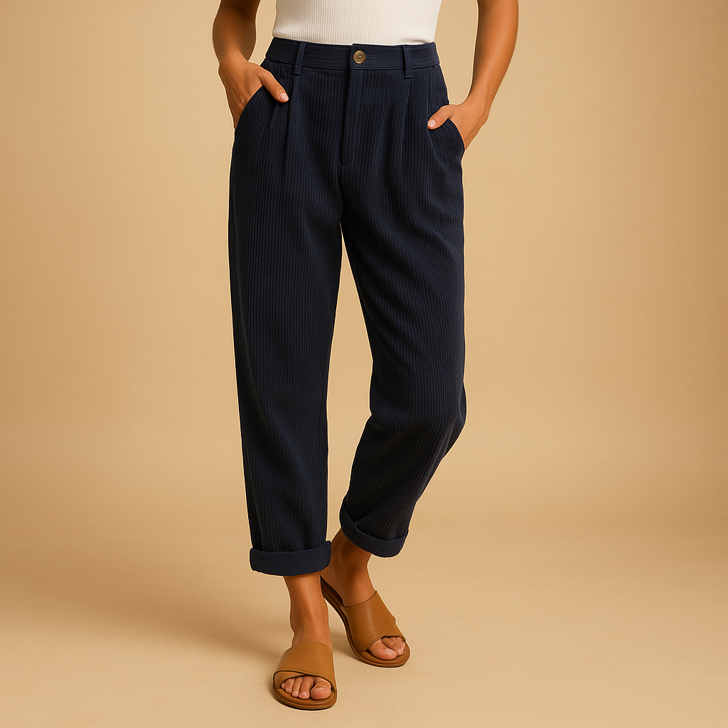 Women's Trousers High-Waisted Straight Leg Cotton | Nina 3