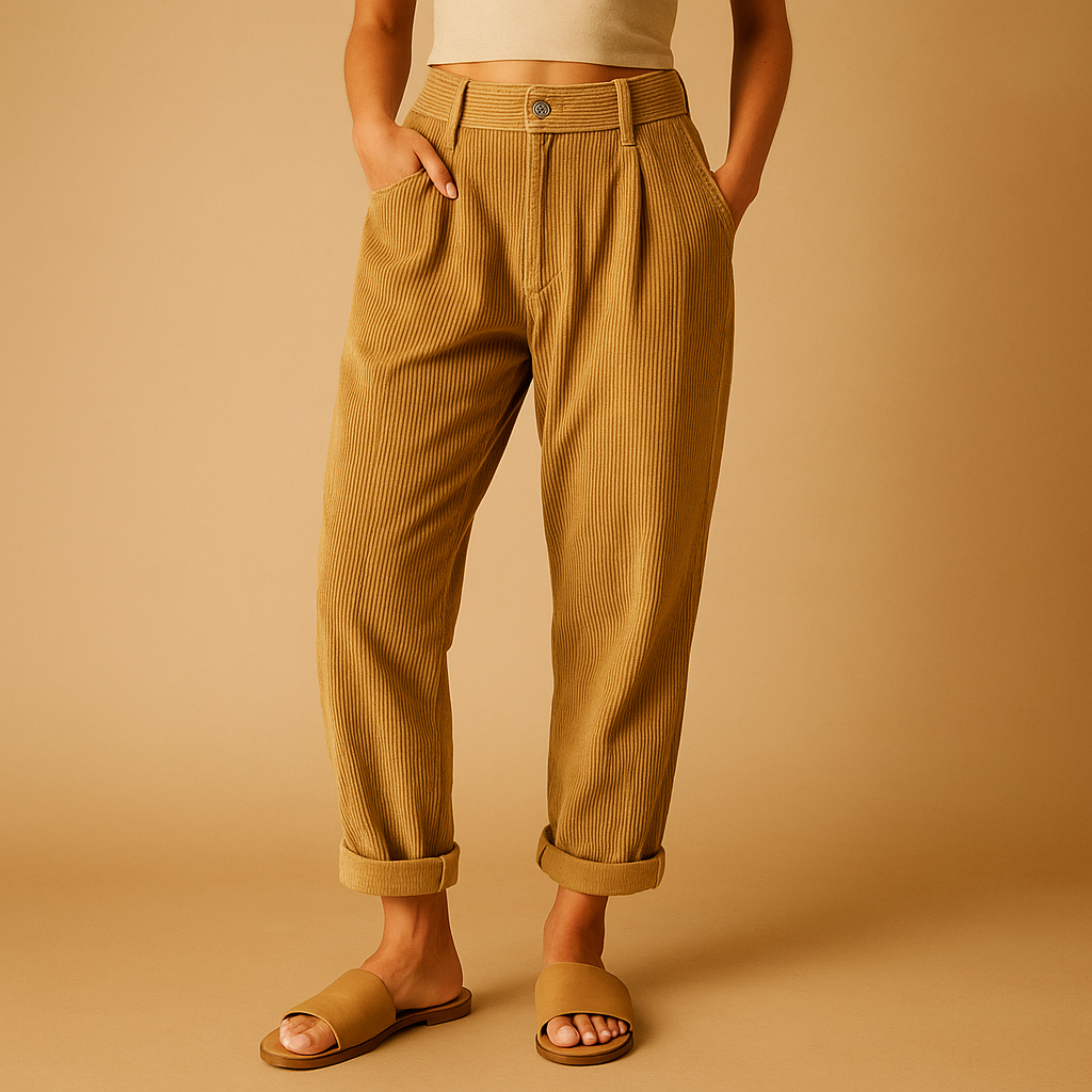 Women's Trousers High-Waisted Straight Leg Cotton | Nina 4