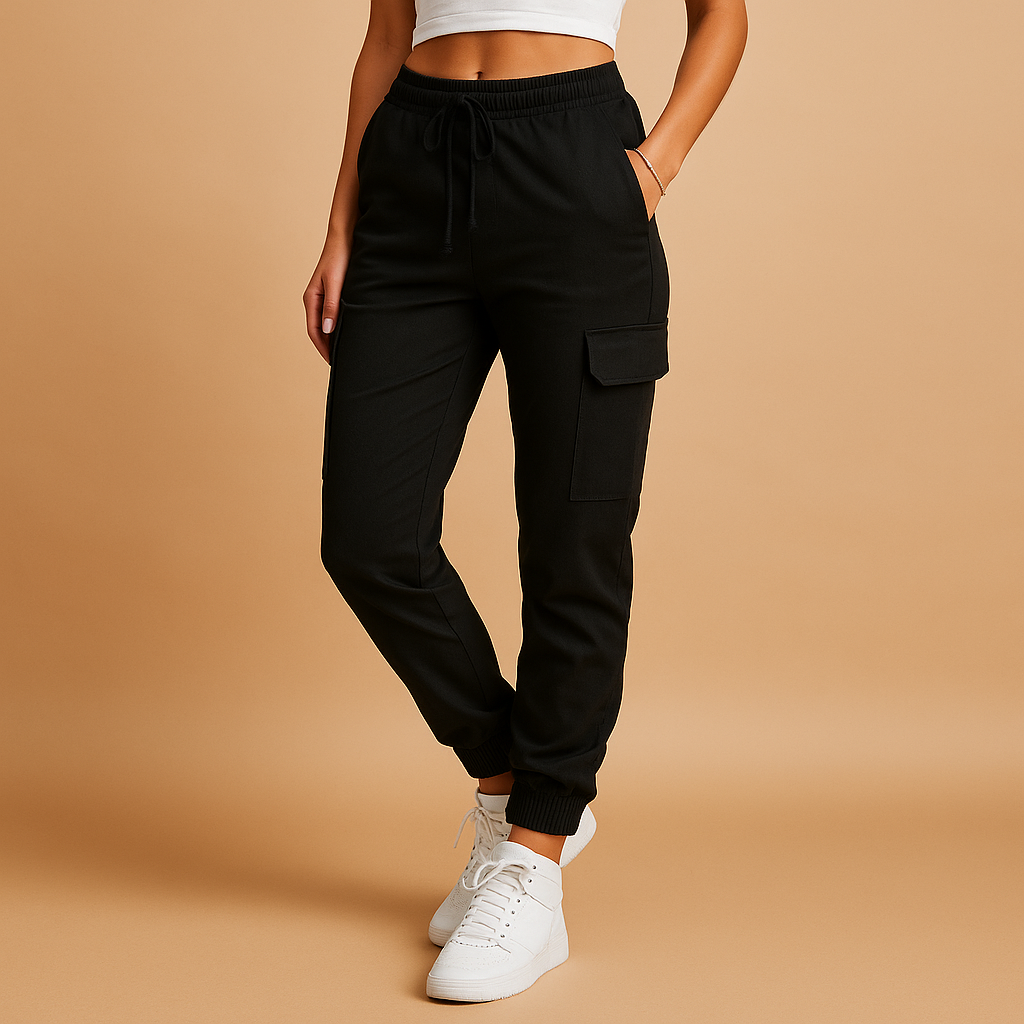Black Cargo Pants for Women with Stretch Comfort | Elvira 0
