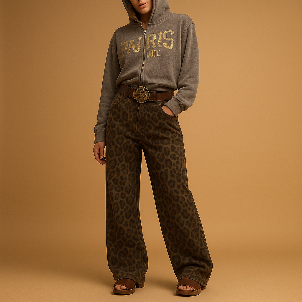 Bold leopard print slim fit jeans for a striking look | Nelly 0