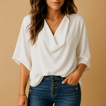 Elegant Chiffon Blouse with Batwing Sleeves | Clara 0