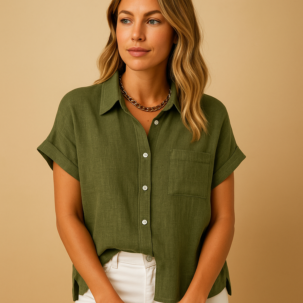 Elegant Summer Blouse for Women in White | Lina 1