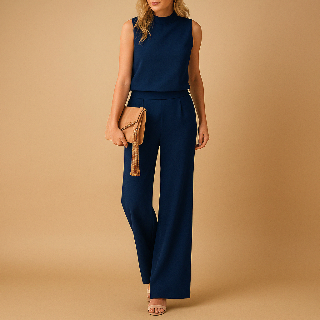 Elegant wide-leg jumpsuit with round neck | Anna 1