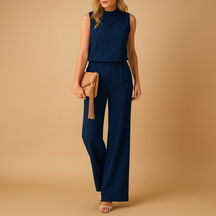 Elegant wide-leg jumpsuit with round neck | Anna 1