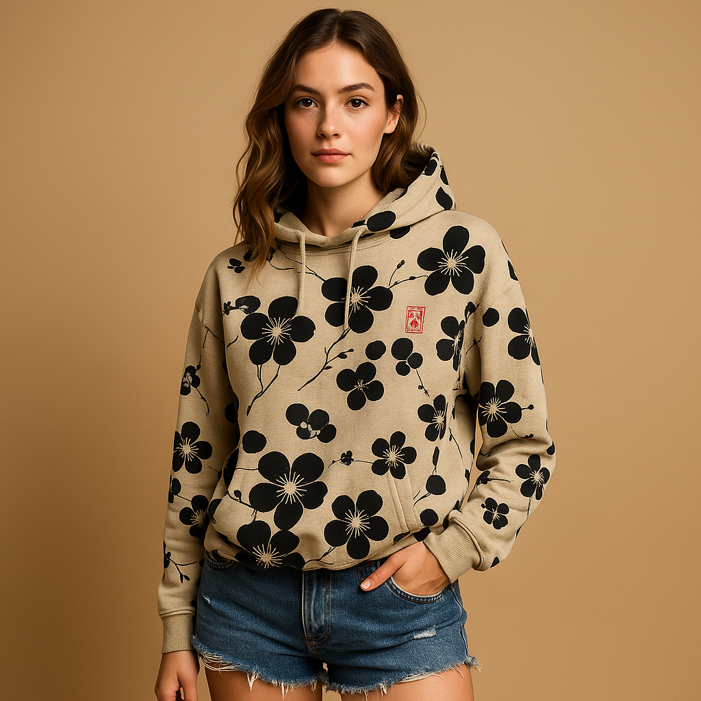 Floral Print Hoodie for Women with Cozy Hood | Fleur 0