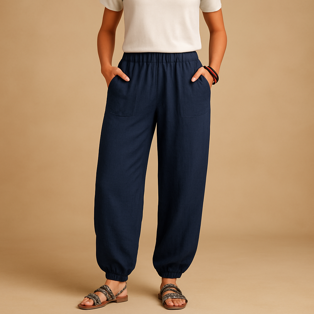 Linen Wide Leg Pants for Women with High Waist and Pockets | Femke 0