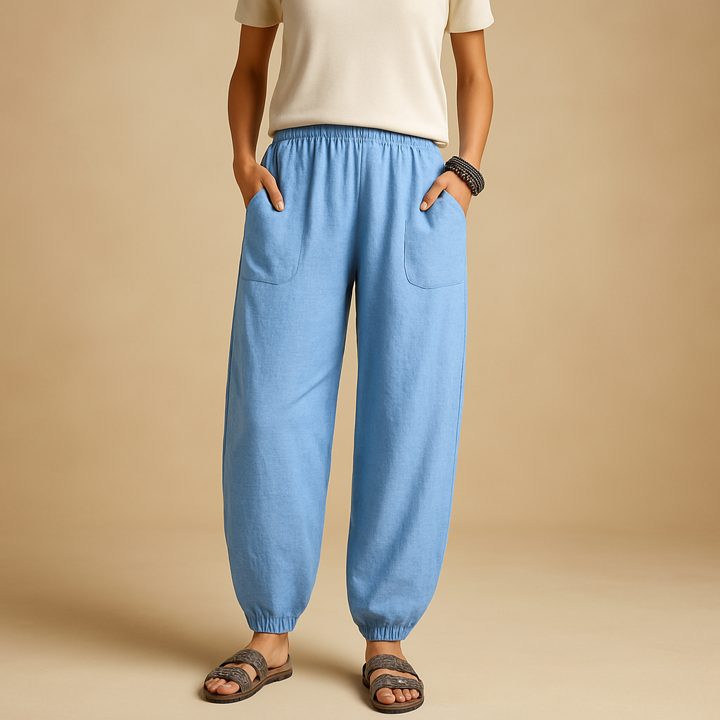 Linen Wide Leg Pants for Women with High Waist and Pockets | Femke 1