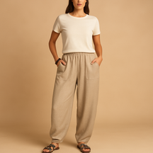 Linen Wide Leg Pants for Women with High Waist and Pockets | Femke 7