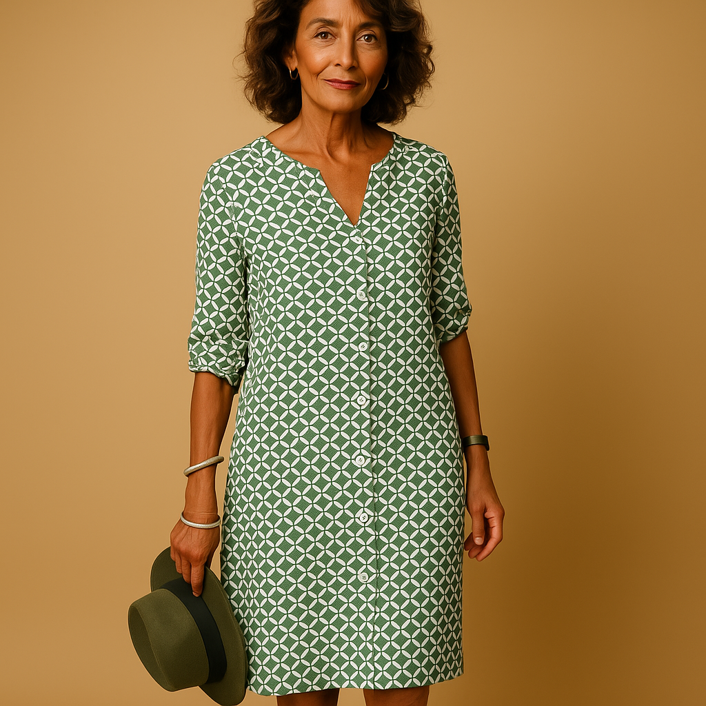 Stylish Summer Dress with V-Neck and Half Sleeves | Emma 0