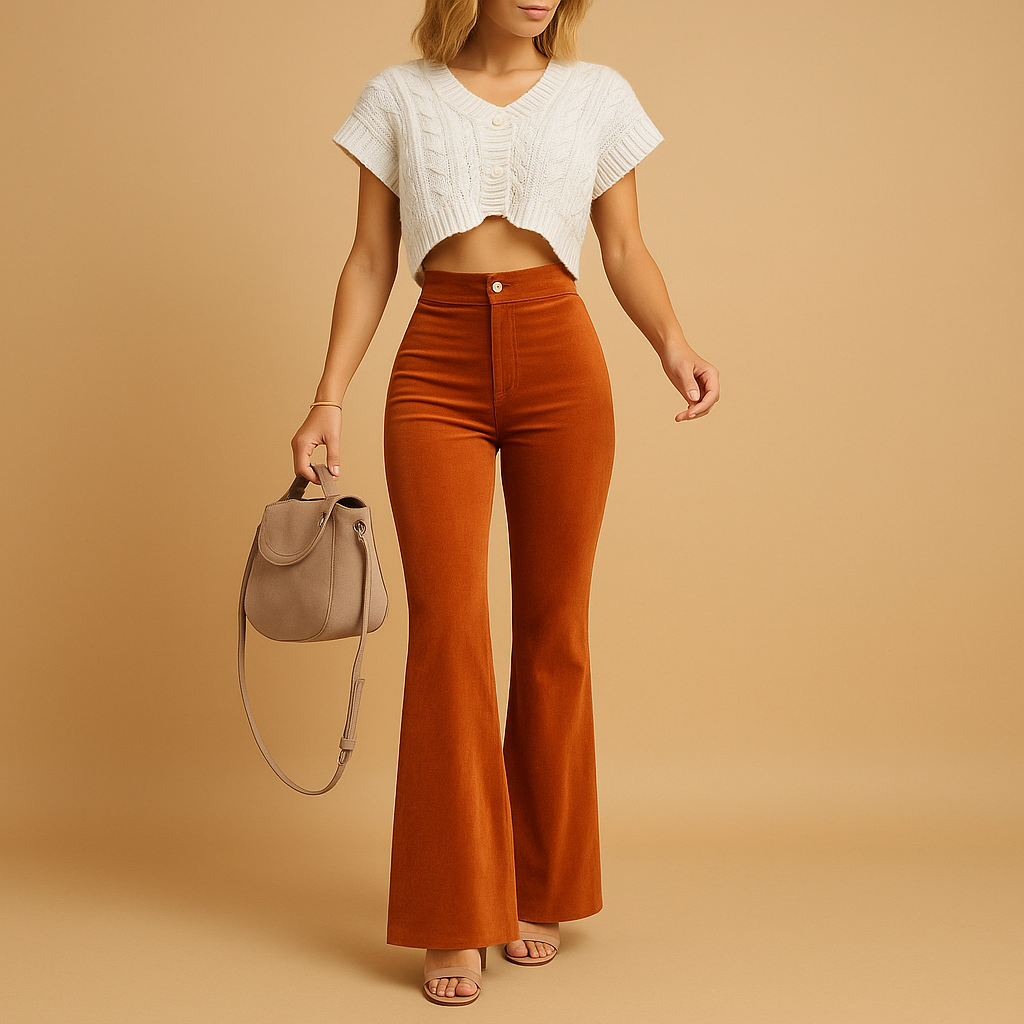 Wide Leg Trousers with High Waist and Flared Legs | Yinthe 0