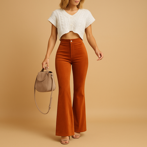Wide Leg Trousers with High Waist and Flared Legs | Yinthe 0