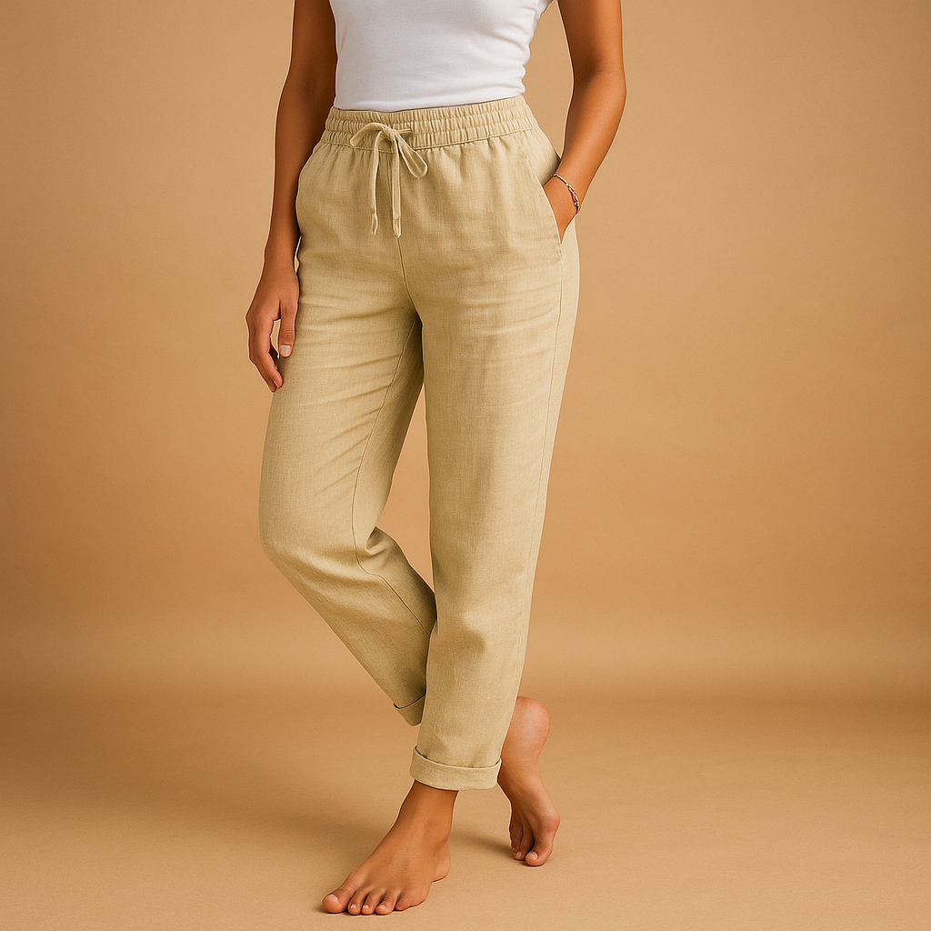 Women's Lightweight Summer Pants with Elastic Waistband | Mia 0