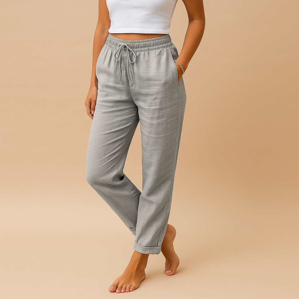 Women's Lightweight Summer Pants with Elastic Waistband | Mia 1