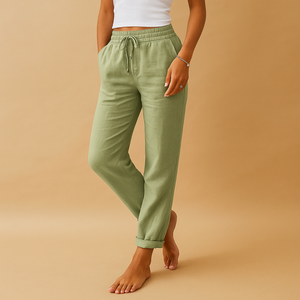 Women's Lightweight Summer Pants with Elastic Waistband | Mia 4