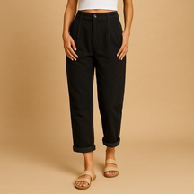 Women's Trousers High-Waisted Straight Leg Cotton | Nina 0