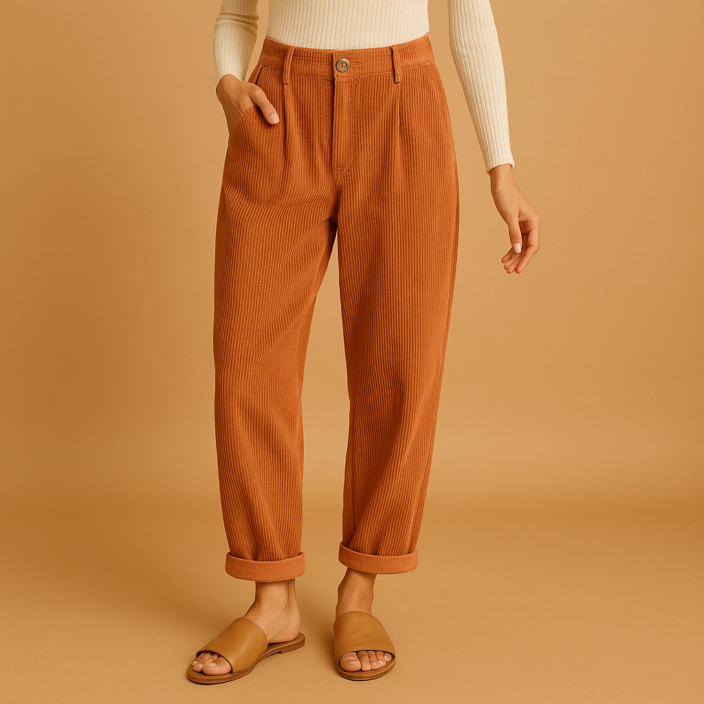 Women's Trousers High-Waisted Straight Leg Cotton | Nina 1
