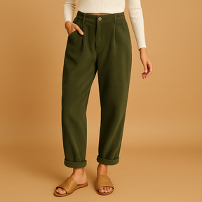 Women's Trousers High-Waisted Straight Leg Cotton | Nina 2