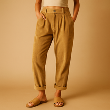 Women's Trousers High-Waisted Straight Leg Cotton | Nina 4