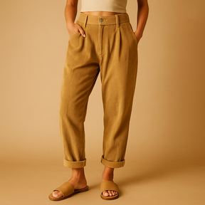 Women's Trousers High-Waisted Straight Leg Cotton | Nina 4