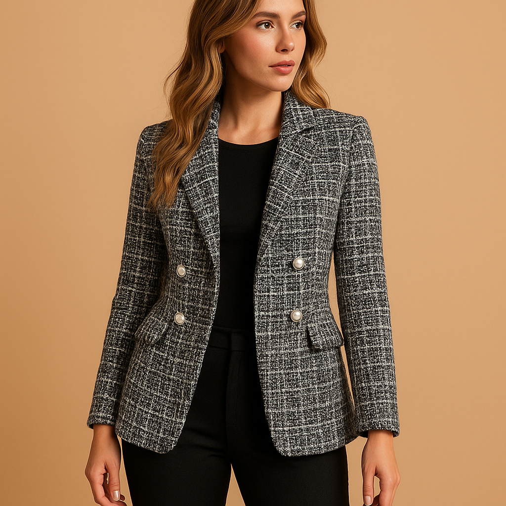 Womens Blazer in Elegant Checkered Design with Tailored Fit | Myrte 0