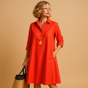 Womens Polo Dress in Breathable Cotton Blend | Ylva 0